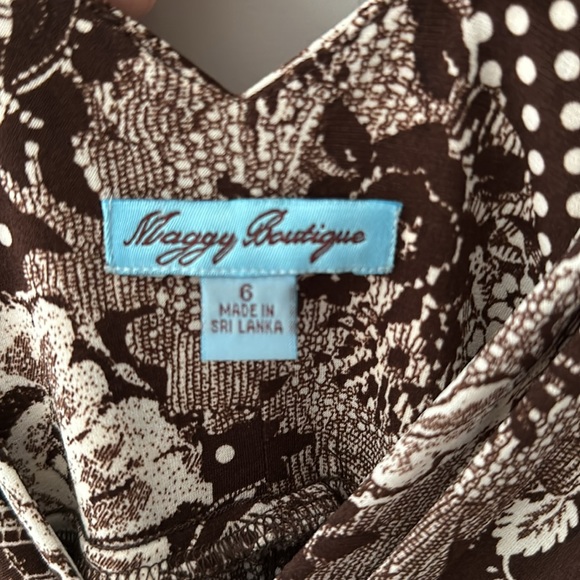 Brown & Creme Print • Midi Dress • Size 6 - Picture 5 of 6